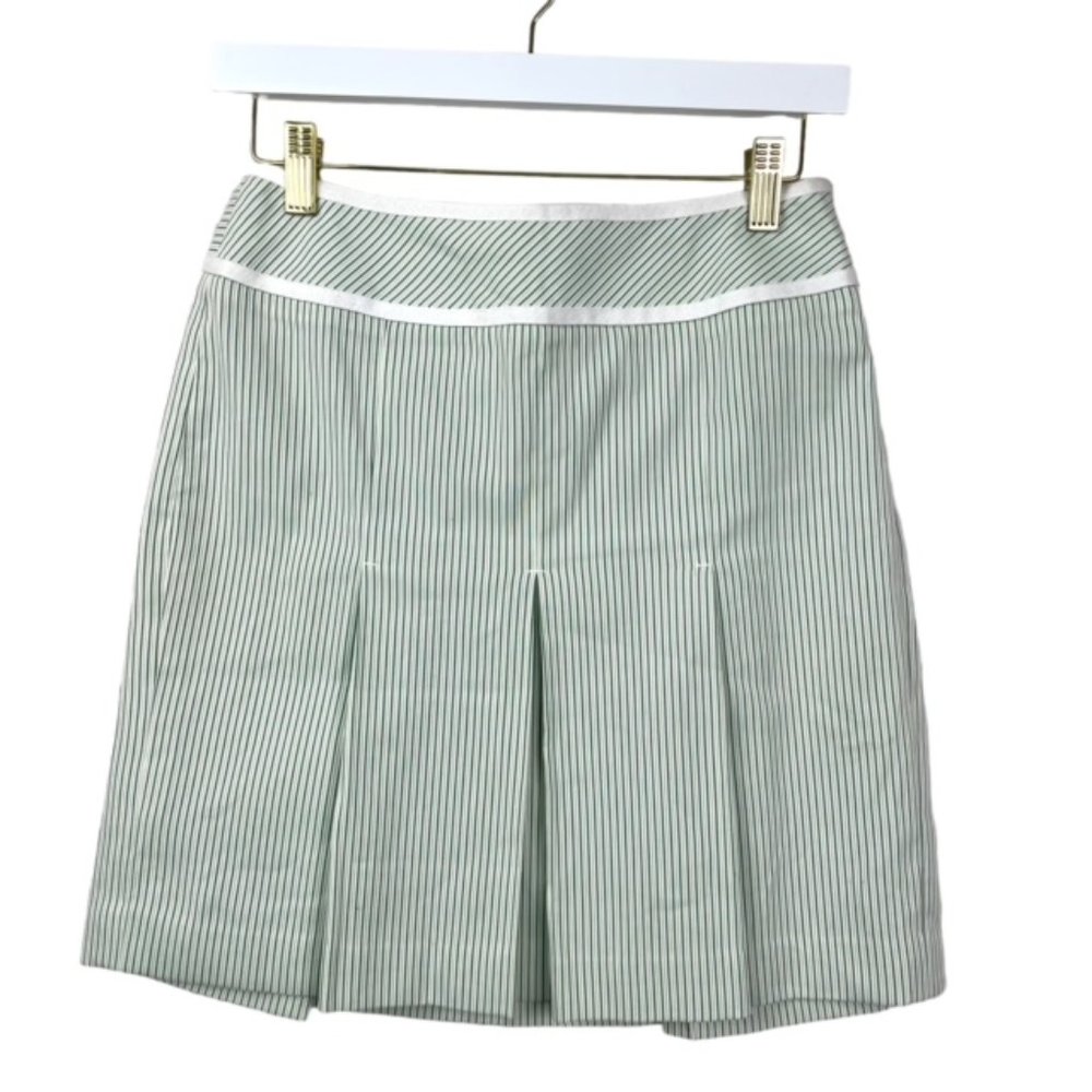 Ann Taylor Loft Womens 0 Petite Striped Skirt Pleated Front Side Zip
